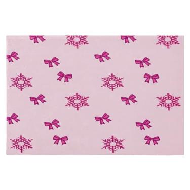 Imagem de Wassud Tapete de porta com laço de flocos de neve 61 x 89 cm, tapete de área lavável antiderrapante com suporte de borracha, tapete macio e macio para sala de estar, quarto, entrada, entrada