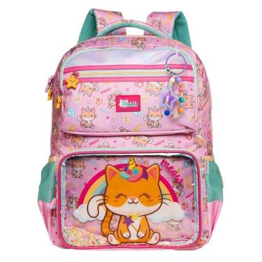 Imagem de Mochila Escolar de Costas Infantil Gato Confetti Luxo 16052 - Xeryus