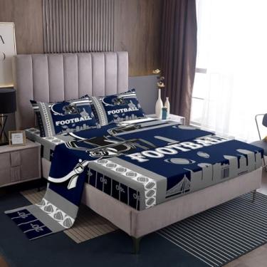 Imagem de Feelyou Jogo de lençol solteiro de futebol americano de Dallas, para fãs de futebol americano, mulheres, homens, com bolso alto, lençol com elástico alto, para meninos e meninas