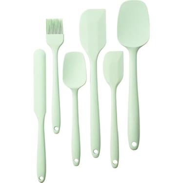 Imagem de Conjunto de 6 espátulas de silicone, espátula de borracha de grau alimentício, alça forte com aderência ergonômica, resistente ao calor de até 230 °C (230 °C) para raspar, assar, cozinhar e misturar