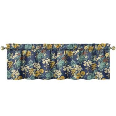Imagem de Tapesb Saia de cozinha com flores florais engraçadas pequenas cortinas de janela sobre a pia essenciais para decoração de cozinha, quarto, lavanderia, 46 x 137 cm