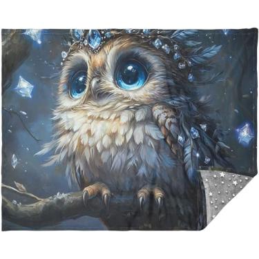 Imagem de TSENQUE Linda estampa de coruja fantástica manta de sofá personalizada para sofá ao ar livre cobertores cinza aconchegante 177,8 cm x 139,7 cm