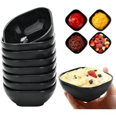 Imagem de Pacote com 8 tigelas de molho de palha de trigo, pratos inquebráveis de molho de soja de 127 g, tigelas de sobremesa pequenas, mini tigela de preparação, copos de pires para prato lateral, ketchup