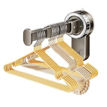 Imagem de Organizador de cabide dobrável, armazenamento com ventosa para lavanderia, economia de espaço vertical com ganchos multiuso, removível e reutilizável, para locatários e pequenos apartamentos (cinza