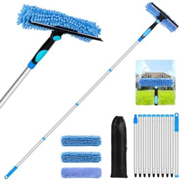 Imagem de TIMIVO Kit de limpeza de janela de 146 polegadas, rodo de janela profissional 2 em 1 com mastros de extensão, ferramentas de limpeza de janelas para janelas altas internas/externas, vidro de carro