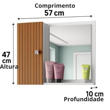 Imagem de Armario Espelheira Banheiro Com Porta Prateleira E Nicho Gabinete Compacto(Branco)