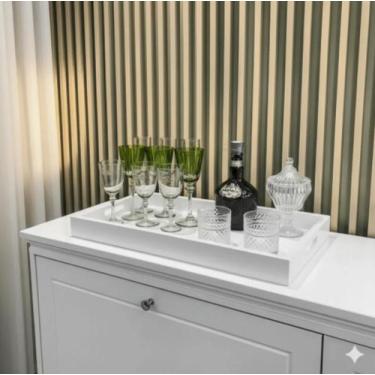 Imagem de Bandeja De Vidro Branco Luxo Aparador 40x30 - Inova Decor