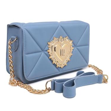 Imagem de Bolsa Feminina Transversal Pequena De Ombro Alça De Corrente (Azul)