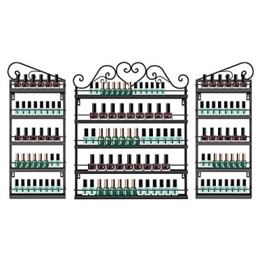 Imagem de Rack de armazenamento de esmalte de parede de metal. Prateleira de parede de metal de 5 camadas, cosméticos de óleo essencial, prateleiras de exibição de arte de armazenamento de parede são usadas em