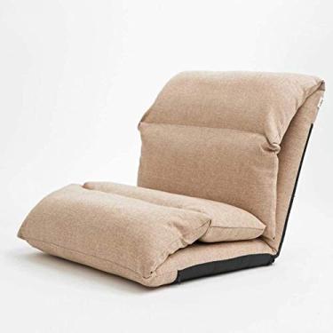 Imagem de Espreguiçadeiras de jardim dobrável para sofá preguiçoso ajustável para sofá suporte traseiro para meditação dobrável, piso interno, leitura de escritório (216 × 65 cm) (cor marrom), cor cáqui, cor na