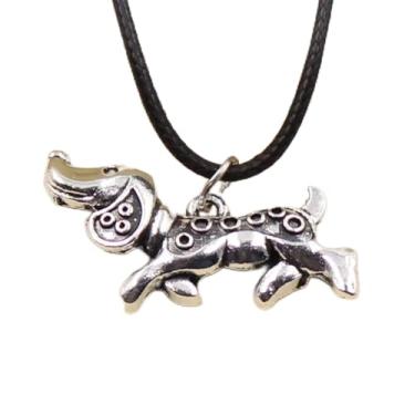 Imagem de EDCRFV Colar Cachorro Dachshund Pingente Feminino Couro Preto Presente Amizade