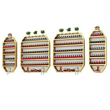 Imagem de Prateleiras de metal para armazenamento de esmaltes de parede, suporte de parede de ferro de 6 camadas, conjunto de prateleiras de esmalte para salão de unhas, prateleira de perfume, organizador de