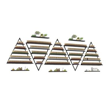 Imagem de Prateleiras de metal para armazenamento de esmaltes de parede, prateleira de esmalte de metal, 5 camadas, prateleira de exibição de óleo essencial, prateleiras flutuantes triangulares simples para