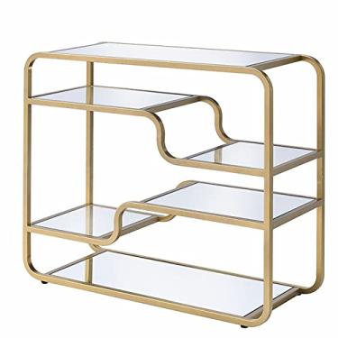 Imagem de Mesa de sofá com superfície espelhada, mesa retangular com detalhes prateados, design moderno Furniture contemporâneo de luxo para casa, escritório, sala de estar, quarto (mesa de canal) (mesa de sofá