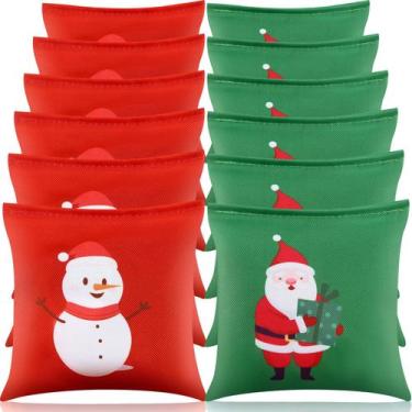 Imagem de Sacos de feijão Ceenna, 12 peças de Natal Cornhole, 10x10 cm