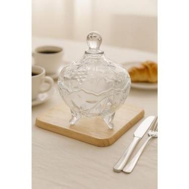 Imagem de Bomboniere com Tampa Baleiro Premium Luxo de Vidro Original Glass 560m