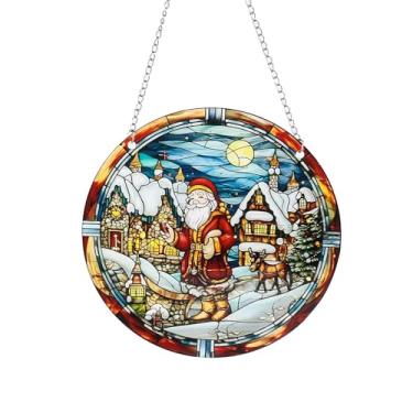 Imagem de Enfeite de disco de acrílico de Papai Noel de Natal para árvore, parede, janela, decoração de festa em casa (M)