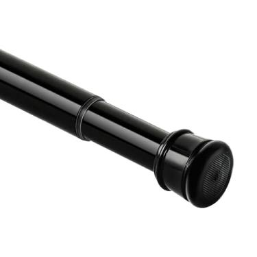 Imagem de Ginbel Direct Varão de cortina de chuveiro de 58 a 139 cm, 2,5 cm de diâmetro, hastes de tensão ajustáveis para banheiro, janelas, armário, sem perfuração, sem ferrugem, preto
