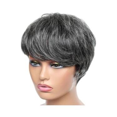 Imagem de Peruca De Cabelo Humano Curta Estilo Bob Pixie Para Mulheres, Peruca C