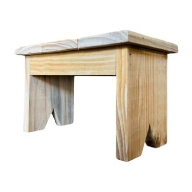Imagem de Banquinho de Madeira Pinus Banco Pequeno Multiuso Para Pedicure Manicure Banheiro Jardim Infantil - 30 * 18 * 16cm, Material Durável para Uso Diário(CRU/SEM DETALHES)