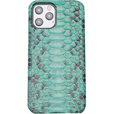 Imagem de FULNES Capa traseira de telefone empresarial, para Apple iPhone 14 Plus (2022) 6,7 polegadas Python couro à prova de choque capa de proteção respirável (cor: D)