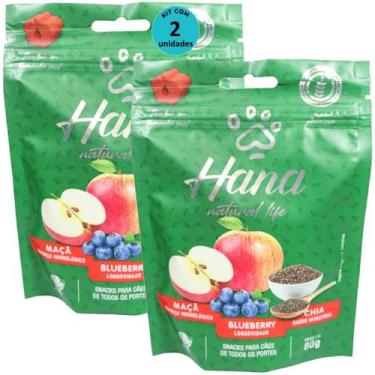 Imagem de Hana Natural Life Maçã Blueberry Chia 80g Snacks Para Cães Adultos Kit