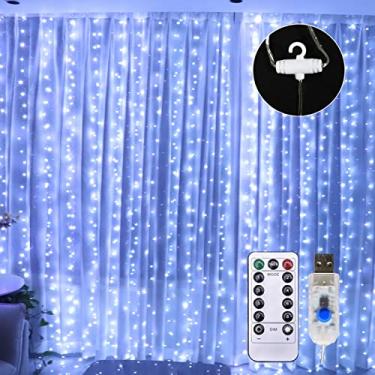Imagem de Luzes de Cortina com String Alimentadas por USB Controle Remoto 8 Modos Iluminação Função Timer Decoração para Encontro Pedido Namoro Reunião