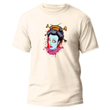 Imagem de  Camiseta Basica Algodão Premium Estampada Zombie Gueixa - Pavesi, Off