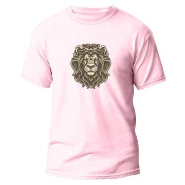Imagem de  Camiseta Basica Algodão Premium Estampada Leão Zangado - Pavesi, Rosa