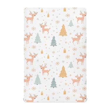 Imagem de Wassud Jogo de lençol de Natal para berço de cervo para meninos e meninas, respirável, neutro, 68 x 99 cm