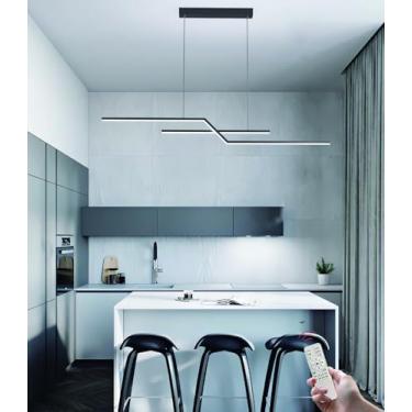 Imagem de Lustre LED para Sala de Jantar, Luminária Pendente Criativa com Controle Remoto e Intensidade Ajustável, Ideal para Escritório, Bar, Restaurante e Sala de Leitura (Preto)