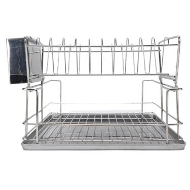 Imagem de Phefop Rack de Secagem de Pratos, Escorredor de Pratos de 2 Camadas de Aço Inoxidável de 18,1 X 8,1 pol. Com Suporte de Talheres Caddy à Prova de Ferrugem para Uso Em Balcão de Cozinha