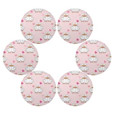 Imagem de Wassud Jogo americano conjunto de 6 adoráveis tapetes de mesa redondos para cozinha e jantar tapetes laváveis resistentes ao calor decoração de mesa 39 cm