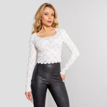 Imagem de Blusa cropped susie renda feminino - Susie Modas, Branco, P, 10 unidad
