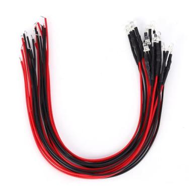 Imagem de 50 unidades de diodo com fio luminoso cabeça redonda destaque plugue reto contas de LED 12V 3mm luz branca quente economia de energia durável para projetos eletrônicos DIY e