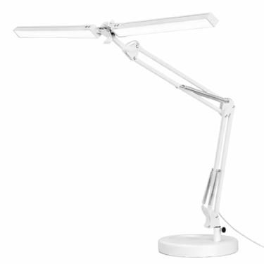 Imagem de Luminária articulada braço flexível de mesa bancada balcão profissional bivolt Abajur de pé dobravel (Branco)
