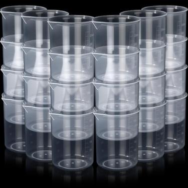 Imagem de Tatuo 100 peças de copos de mistura de plástico descartáveis copos medidores em forma de V, copo transparente a granel epóxi com graduado para resina, laboratório, líquido, arte de tinta acrílica