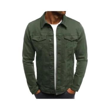 Imagem de Jaqueta Jeans Slim Fit Masculina Hip-Hop Streetwear Casual Clássica De