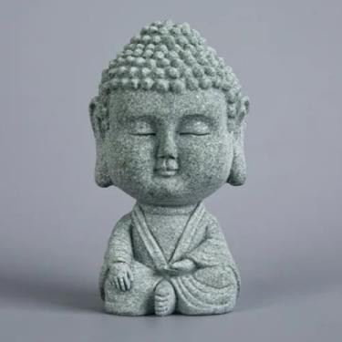 Imagem de FENNYYAR Estátuas de Buda decoração de aquário de jardim monge zen, 9,5 cm 9,4 cm, estatuetas para casa, sala de estar, decoração de mesa