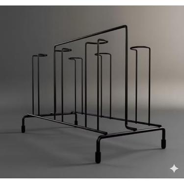 Imagem de Porta Copos Escorredor 6 Posições Suporte Organizador para Cozinha Pia Mesa Copo Vidro e Xicara (Preto)