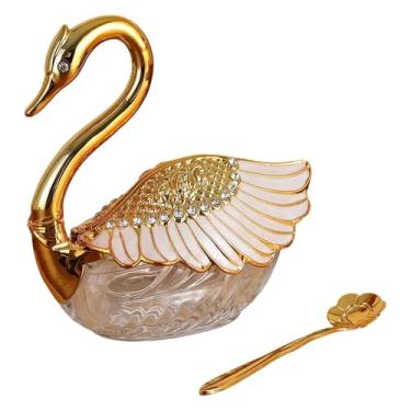 Imagem de Generic açucareiro em formato de cisne com colher, organizador criativo para temperos, sal e especiarias, ideal para hotéis, restaurantes e residências, Style a