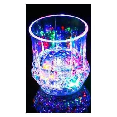 Imagem de Copo longo de LED sensor de água e Botão (15cm X 6cm) 250ml Caneca Bebida Balada Bar Luz Brilho(Copo Uísque 200ml (COM sensor))