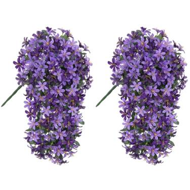 Imagem de Ivydale Flores artificiais falsas para decoração ao ar livre, resistente a UV, 2 peças, trepadeiras artificiais de lírio para casa, pátio, varanda, jardim, quintal, roxo e roxo claro
