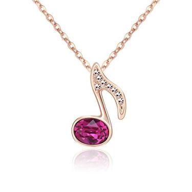 Imagem de Colar Kruckel Music Lovers Piano Bateria Saxofone Trompete Violino Karaoke Banhado a Ouro Rosa Feito com Cristais Swarovski - NGS0040