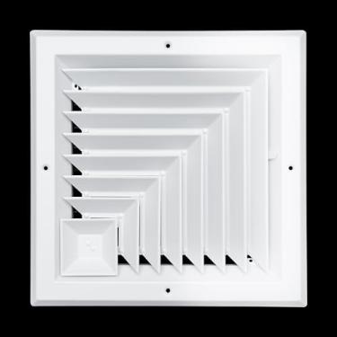 Imagem de Serve para difusor de teto quadrado de alumínio bidirecional de abertura de duto 10x10 da Handua | Registre grade de cobertura de ventilação para teto | À prova de ferrugem | Branco | Dimensões