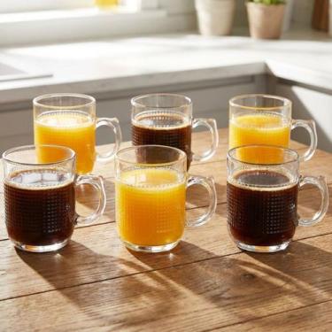 Imagem de Jogo Copos De Vidro Xícara Caneca De 250ml Conjunto Kit 6pçs - Genéric