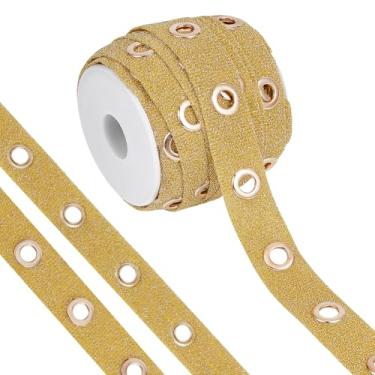 Imagem de BENECREAT Fita ilhó dourada de 15 jardas, fitas de sarja com acabamento de 2,5 cm de largura, fitas de ilhó de algodão para fazer espartilhos, decoração de roupas e decoração de casa DIY