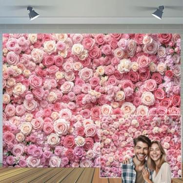 Imagem de 3 x 2,4 m fundo de parede de flores rosa floral floral para meninas, aniversário de princesa, chá de bebê, casamento, chá de panela, foto do dia das mães, decoração de mesa de bolo, banner