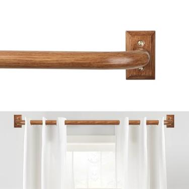 Imagem de TANGWIN Varão de cortina Boho Wrap Around para Windows 166 a 120 polegadas: varão de cortina blackout resistente, escurecimento do quarto, varões de 2,5 cm de madeira curvados pretos ajustáveis para