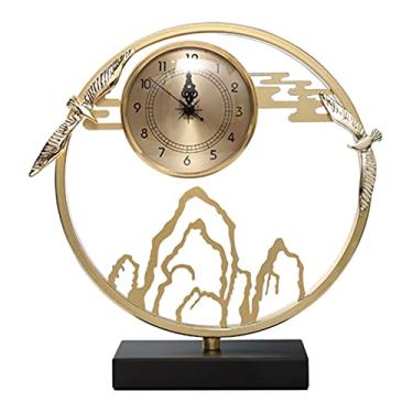 Imagem de U5GAAALPPQ9 Relógio de mesa relógio de mesa relógio de mesa relógio estilo chinês relógio de mesa casa sala de estar escritório cobre quatro estilos relógio de mesa decorativo 23 cm (cor: D) (C)